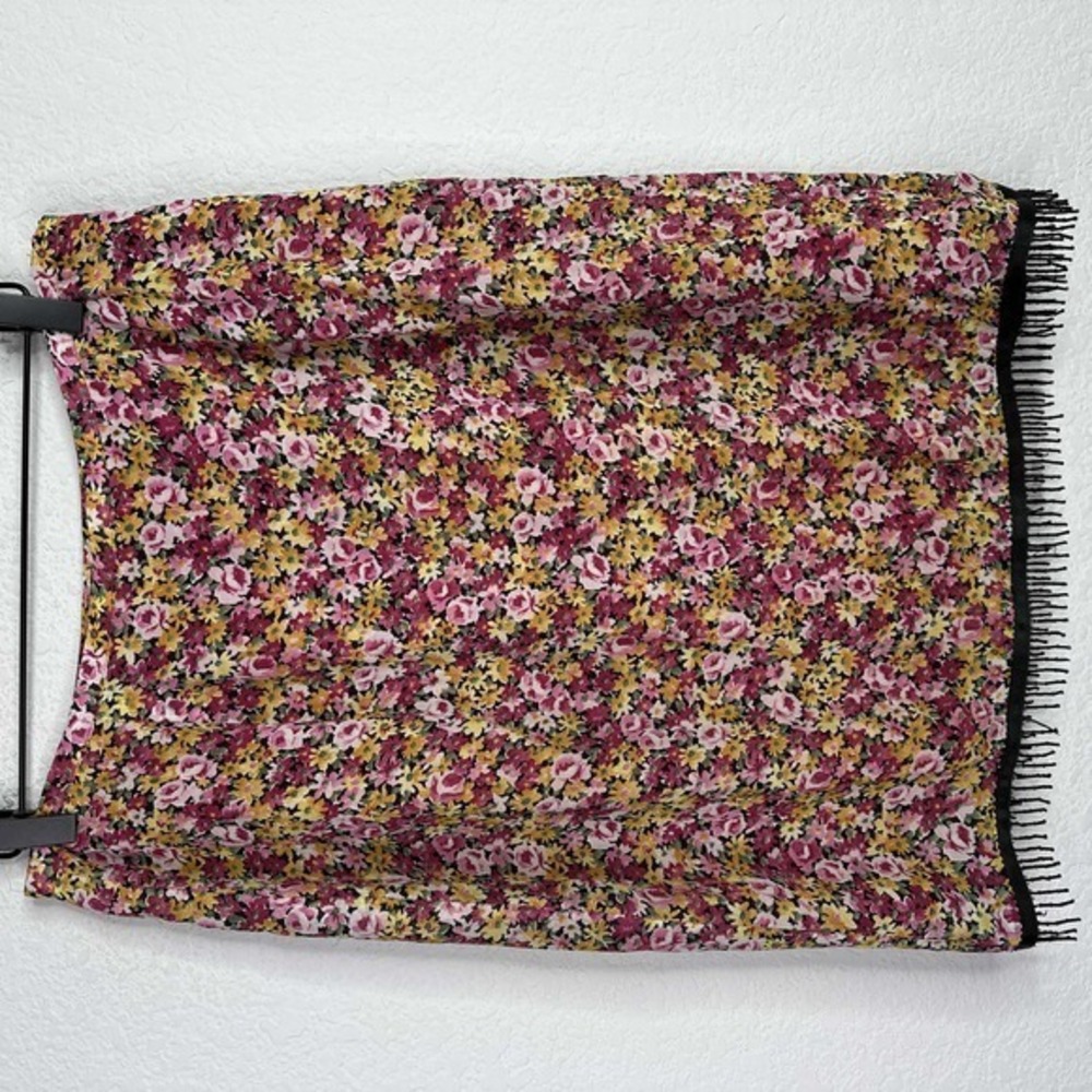 Harolds Skirt Womens Size 12 Multicolored Fringed Floral Y2K Ethereal Coquette